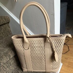 Brangio Italy Perforated Beige Shoulder Bag